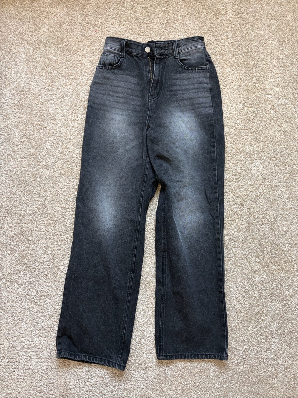 Lewkin High-Rise Wide Leg Black Washed Jeans